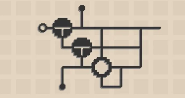 Screenshot van een level in Newton's Cradle Puzzle Game